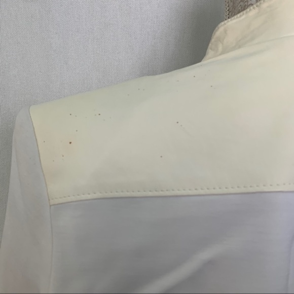 Alice & Olivia / White Leather Draped Front Jacket size medium jk3 - Picture 7 of 9